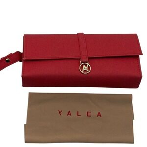 VALEA Eye Glass Case Red Soft padded grained faux leather